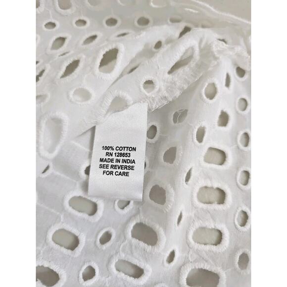 Calypso~Woman Size S~White 100 % Cotton Button-Up Shirt Blouse Shirt Sleeve NWT. - Picture 4 of 16